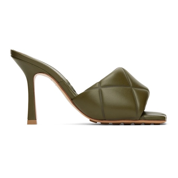 Bottega Veneta Khaki Lido Heel Sandals - Picture 11 of 12